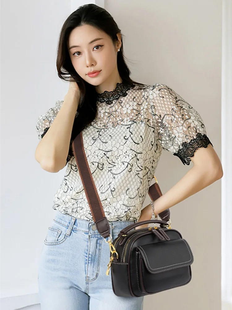New Sac a Main Women Handbag soft small Shoulder Pu Leather Tote Hand Bags for Ladies(Black)